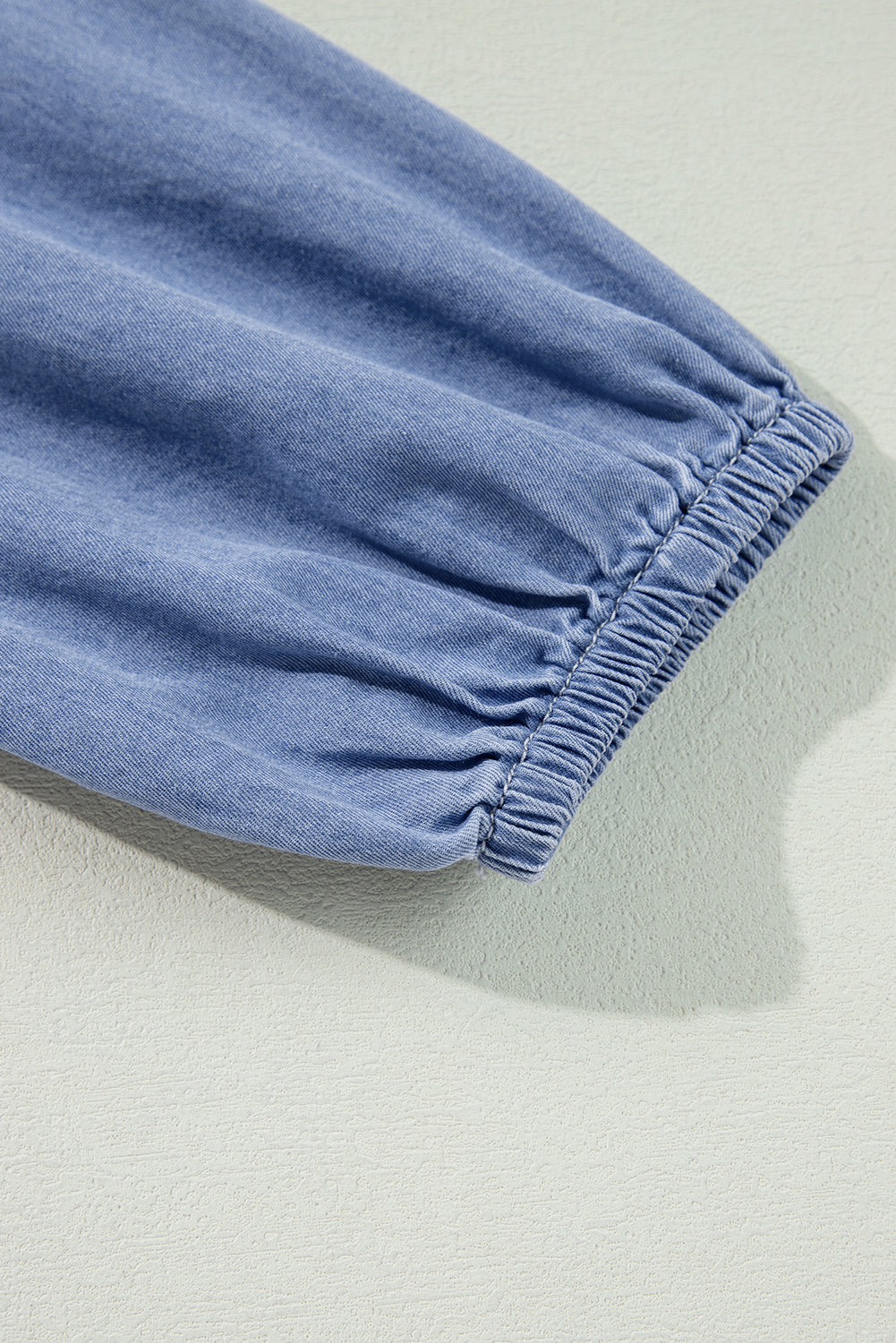 Denim Chambray Deep V Neck Bracelet Sleeve Maxi Dress