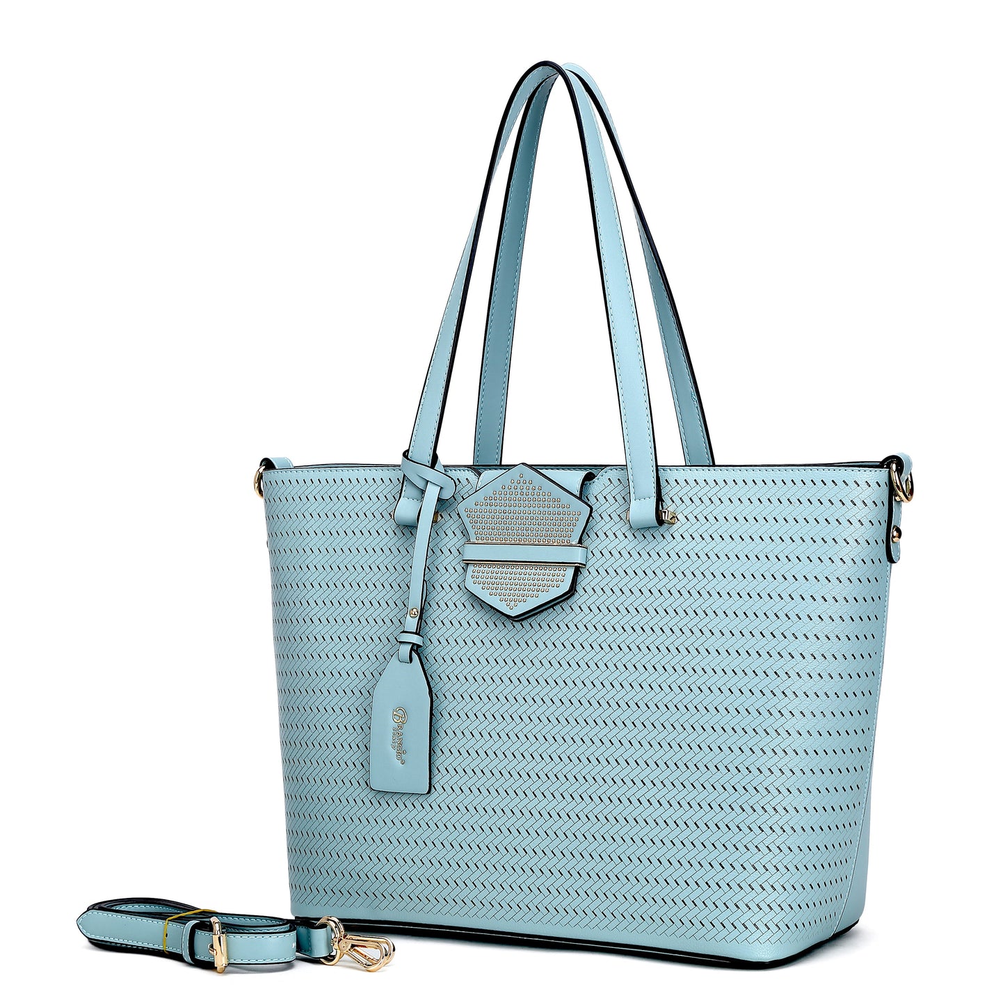 Brangio Stylish Perforated Tote Bag+Wallet 2pcs/Matching Set