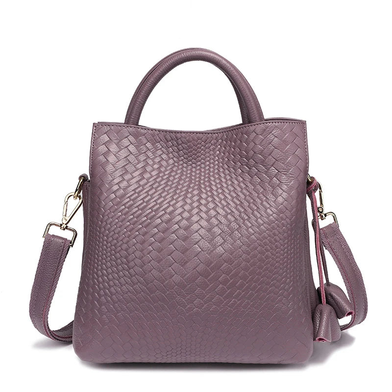 Luxury Top Layer Leather Handbags Minimalism Soft Calfskin Casual Tote Bag Fashion Women Ladies Handbag