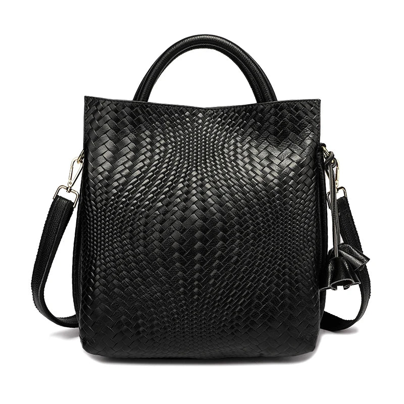 Luxury Top Layer Leather Handbags Minimalism Soft Calfskin Casual Tote Bag Fashion Women Ladies Handbag