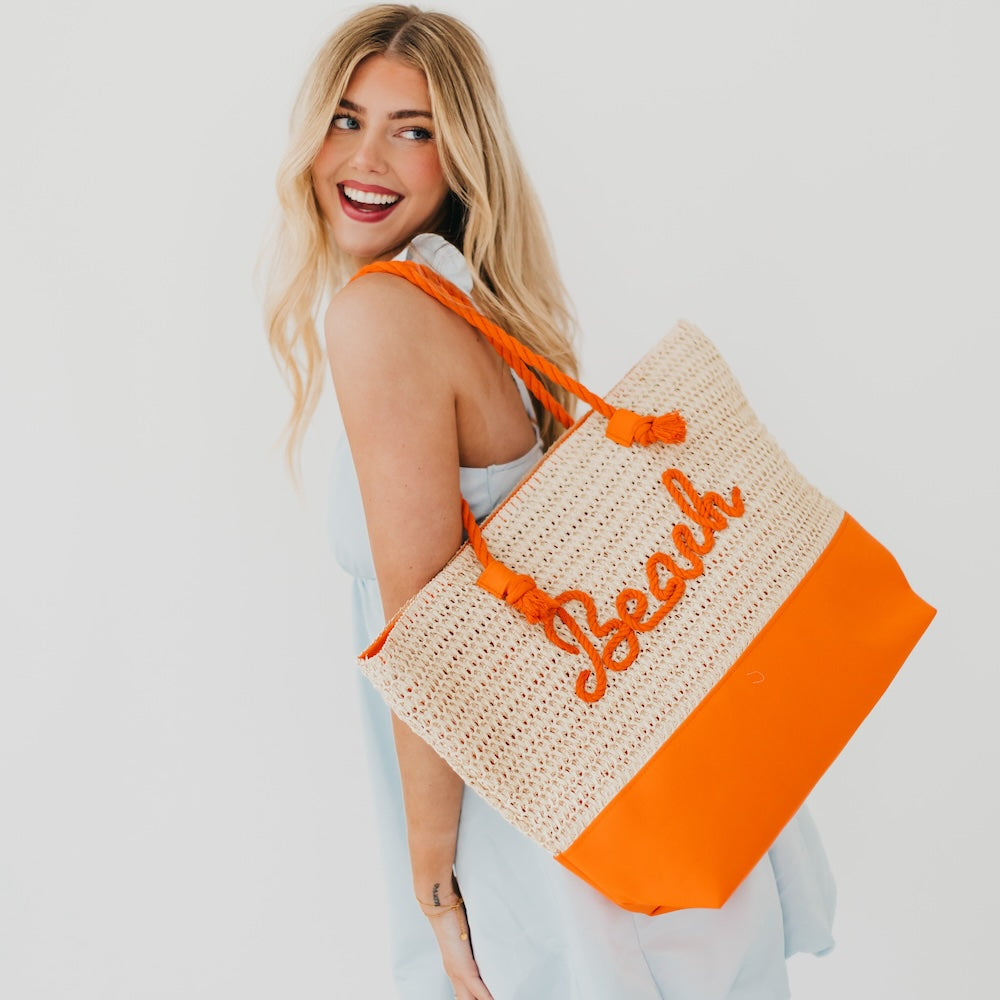 Pretty Simple Beach Bum Raffia Tote Bag