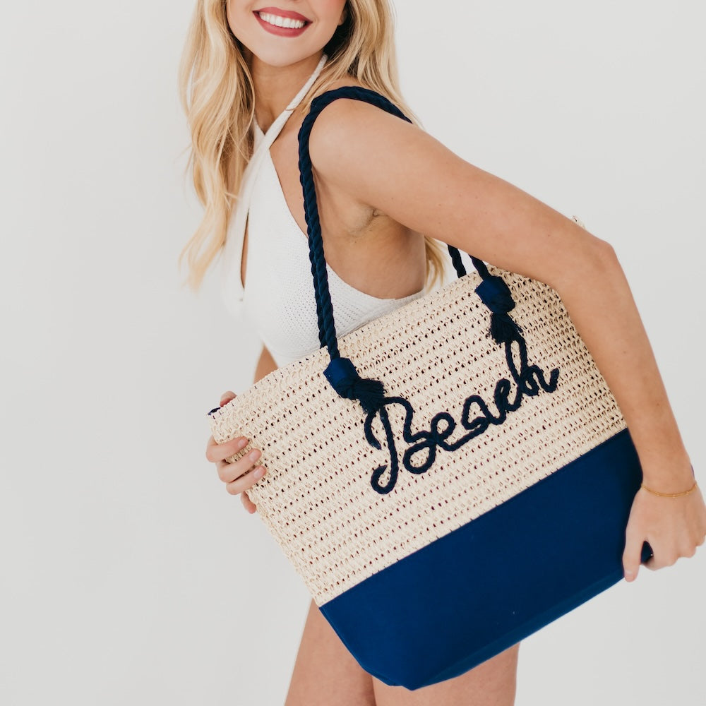 Pretty Simple Beach Bum Raffia Tote Bag