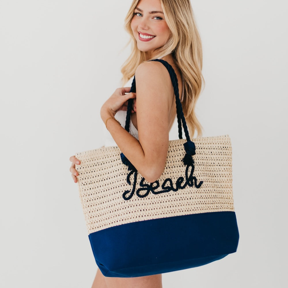 Pretty Simple Beach Bum Raffia Tote Bag