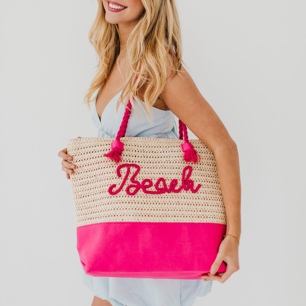 Pretty Simple Beach Bum Raffia Tote Bag