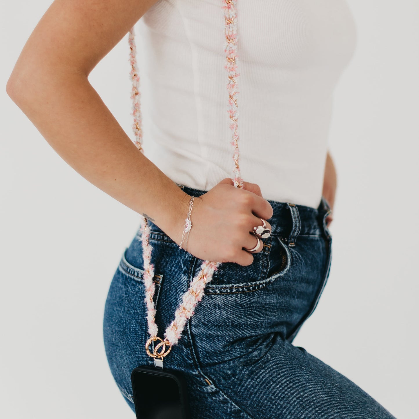 Pretty Simple Tweed Phone Holder Crossbody Strap