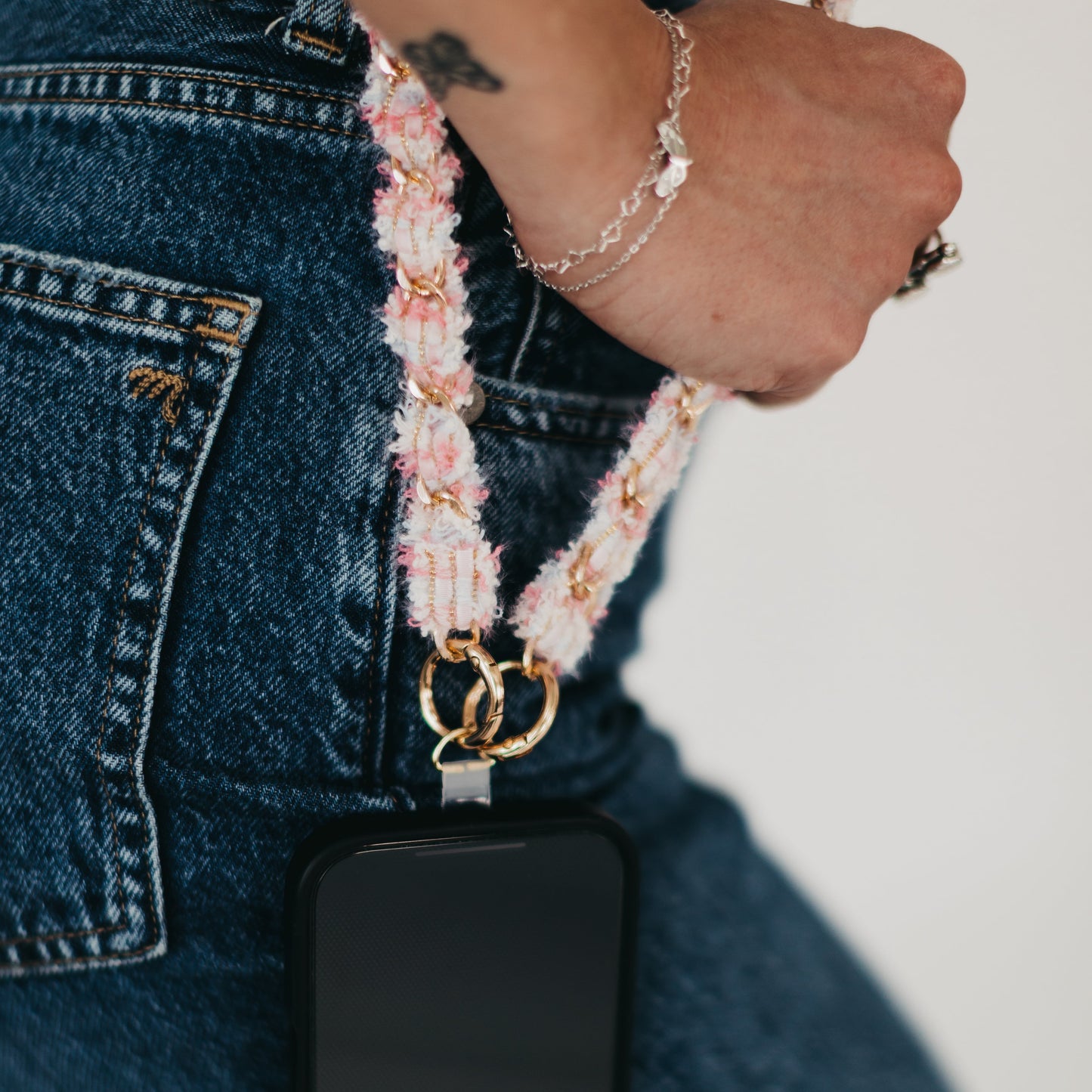 Pretty Simple Tweed Phone Holder Crossbody Strap