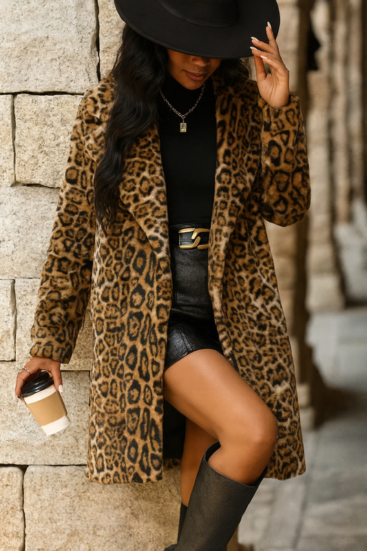 Leopard Print Fleece Coat