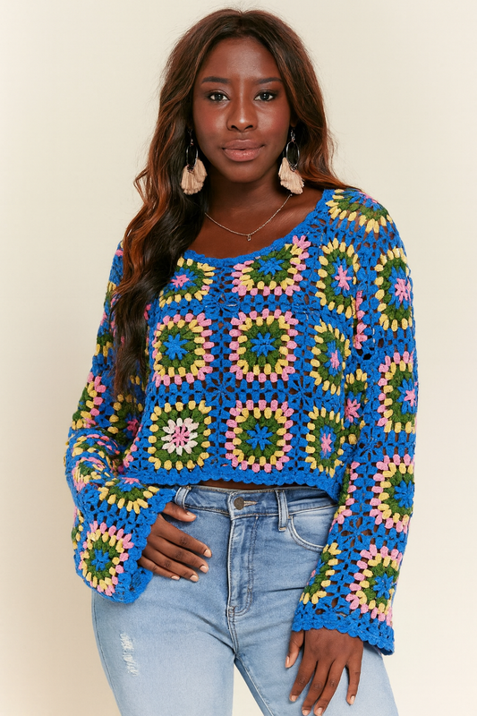 ADORA Multicolor Crochet Crop Top