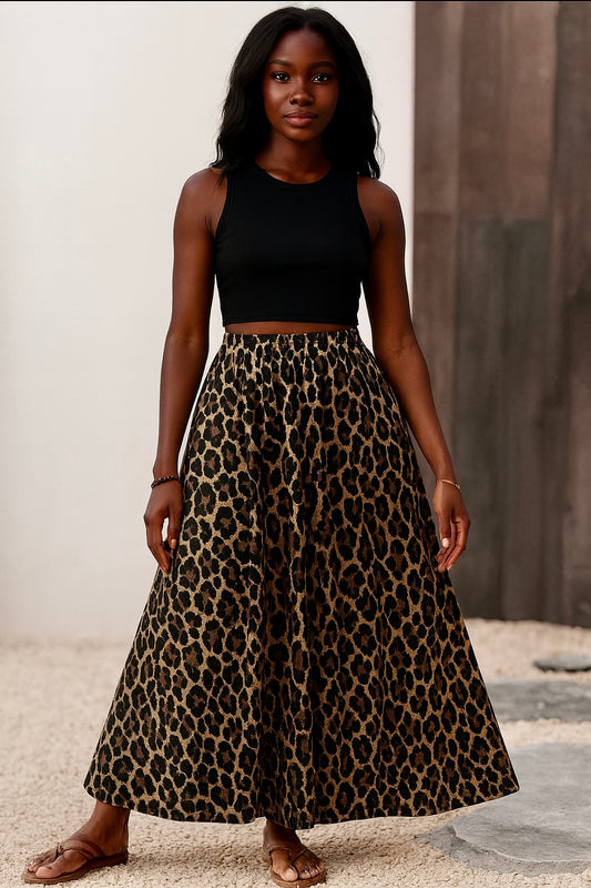 Leopard Print Maxi Skirt