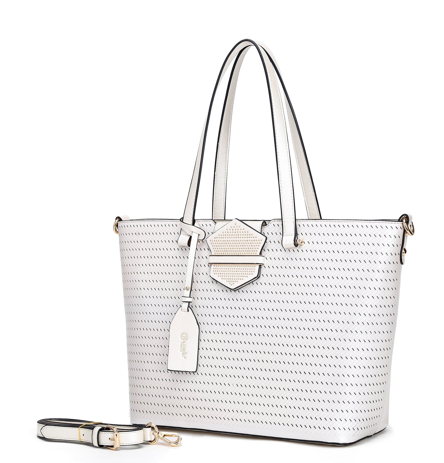 Brangio Stylish Perforated Tote Bag+Wallet 2pcs/Matching Set