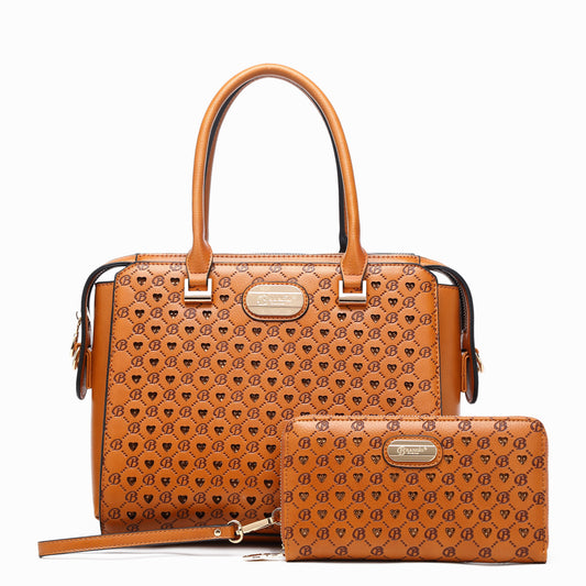 Millionaire Double Layer Crystal Vegan Leather Bag + Wallet Set