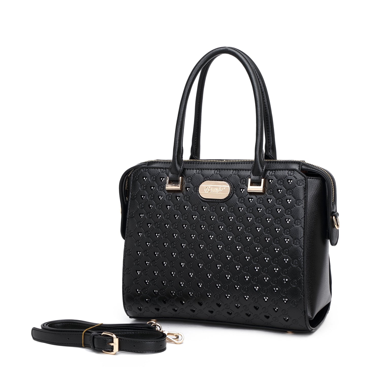 Millionaire Double Layer Crystal Vegan Leather Bag + Wallet Set