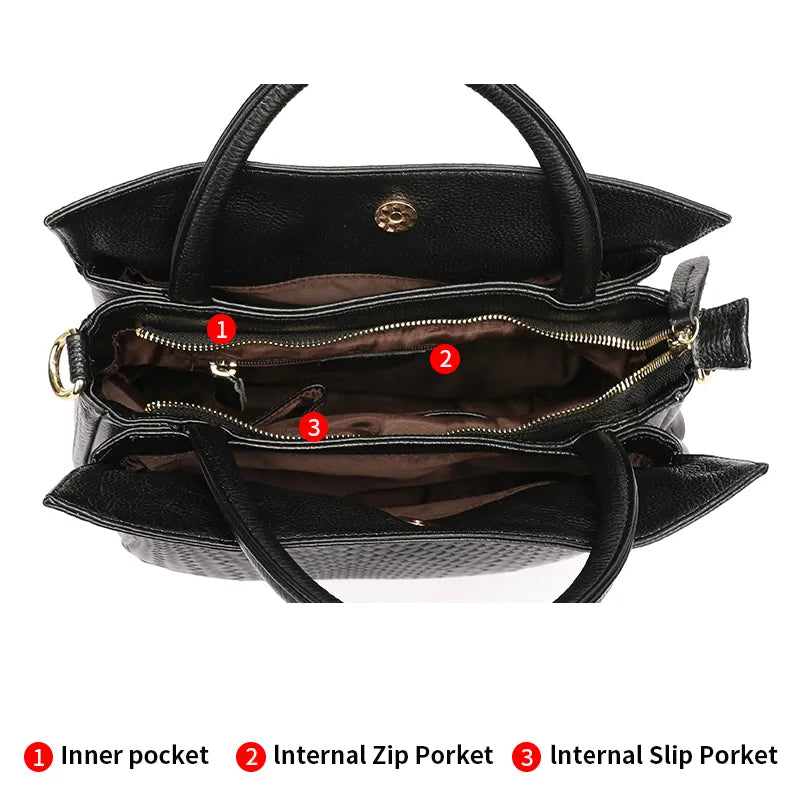 Luxury Top Layer Leather Handbags Minimalism Soft Calfskin Casual Tote Bag Fashion Women Ladies Handbag