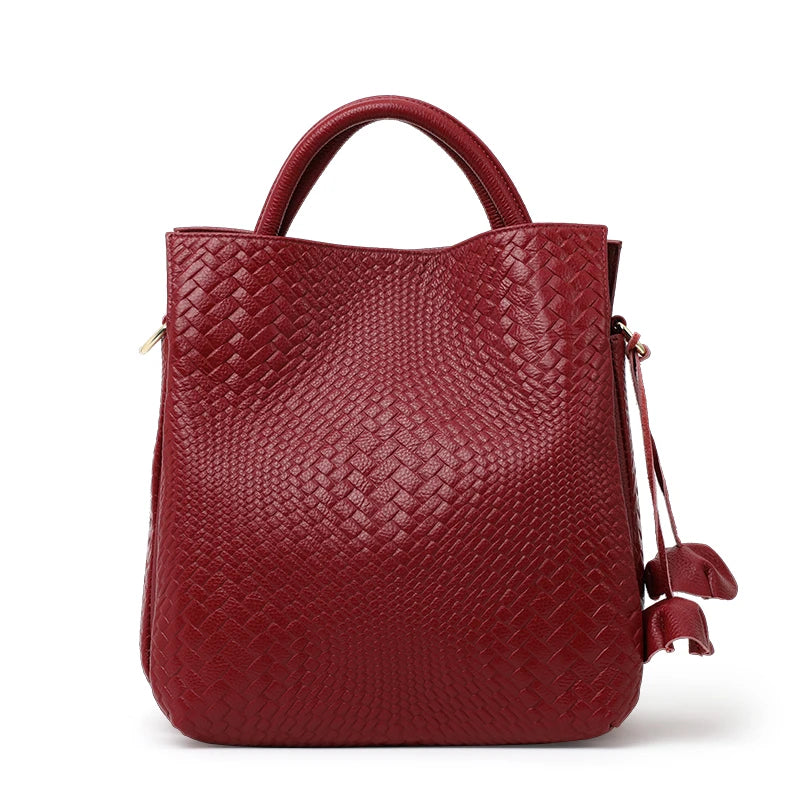 Luxury Top Layer Leather Handbags Minimalism Soft Calfskin Casual Tote Bag Fashion Women Ladies Handbag