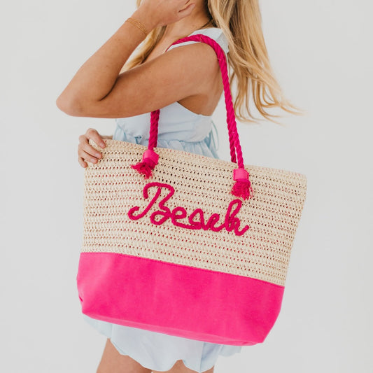 Pretty Simple Beach Bum Raffia Tote Bag