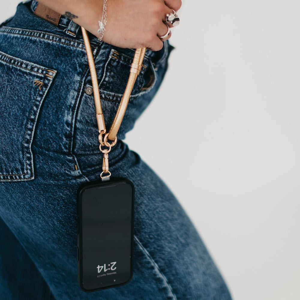 Pretty Simple  Metallic Phone Holder Crossbody Strap